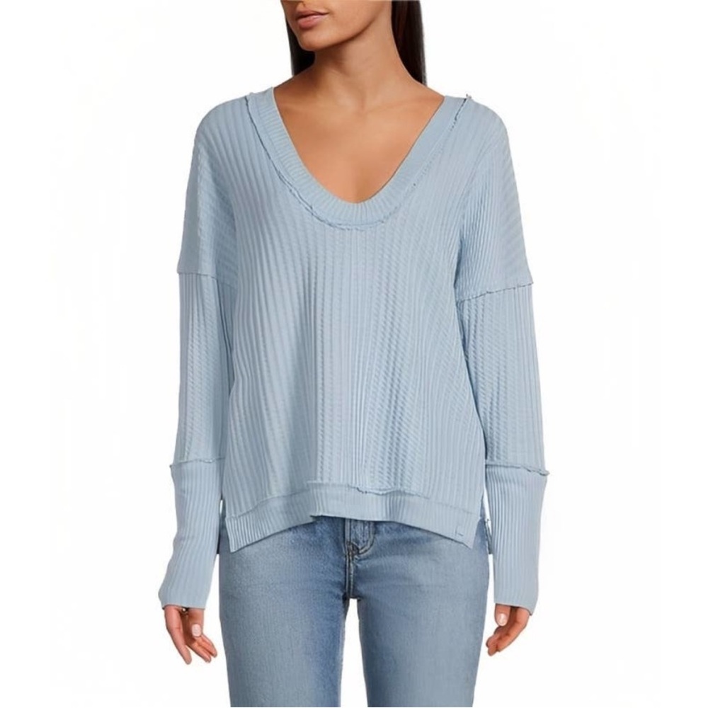 NWOT Free People New Magic Thermal Small Women Sweater Blue